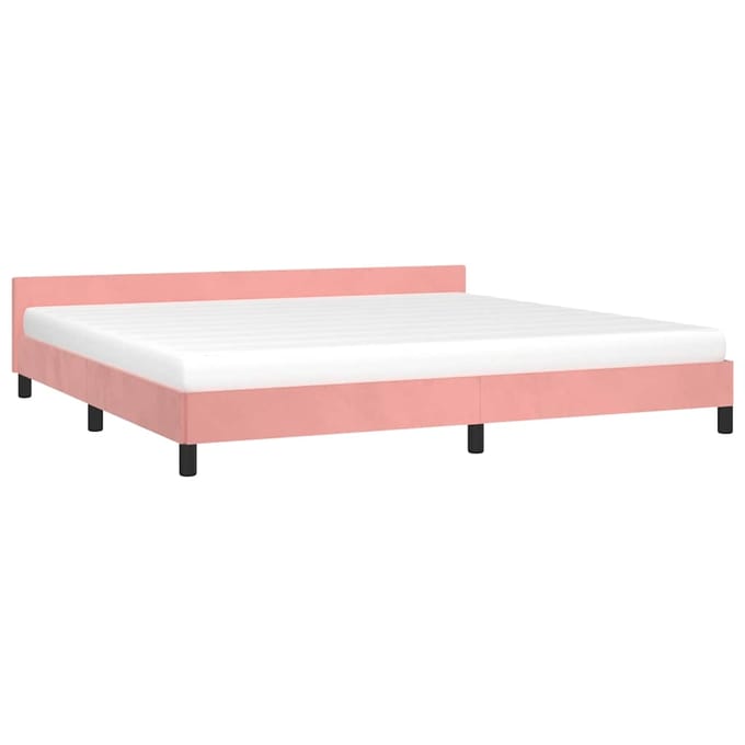 vidaXL - Bedframe - met - hoofdeinde - zonder - matras - 200x200 - cm - fluweel - roze