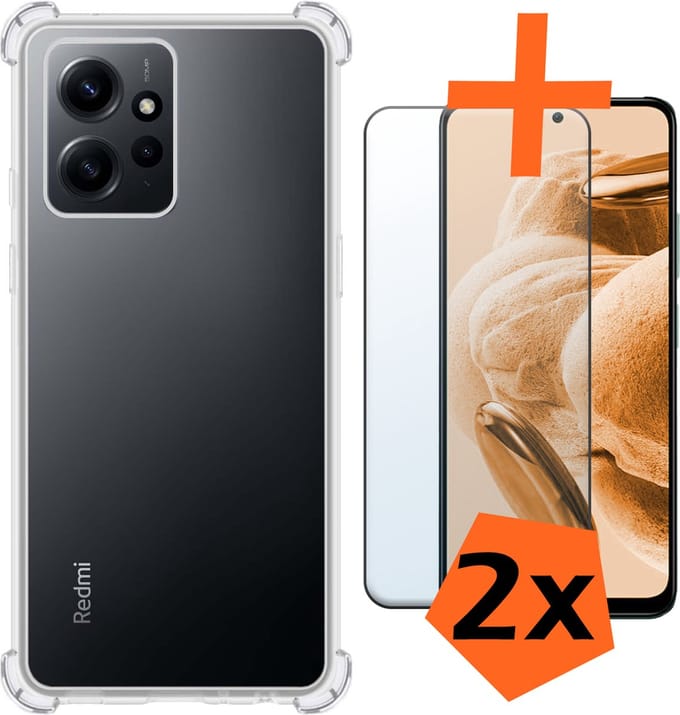 Hoes - Met Screenprotector - 2 Stuks - Geschikt voor Xiaomi Redmi Note 12 5G - Sterk & Shockproof - Siliconen Case - Back Cover - Telefoon Hoes - Shock Proof - Transparant