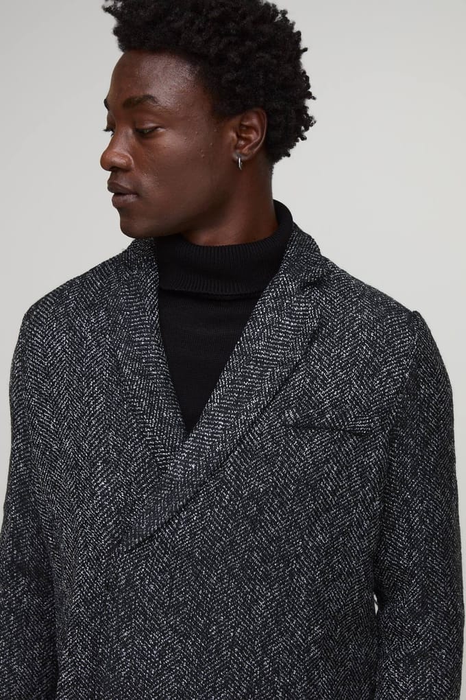 Oversized Boucle Boxy Blazer | Black | Size 46