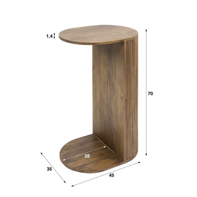 Hoyz Collection - Bijzettafel Wave - Beige - 45x35x70 cm