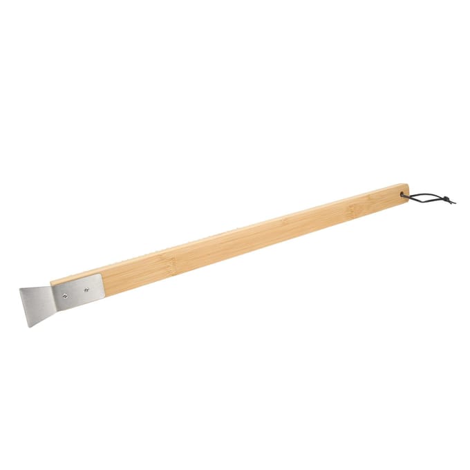 Pizzaovenborstel met Ophanggat Bamboe Handvat Staaldraad BBQ Grill Schoonmaakborstel met Schraper beige