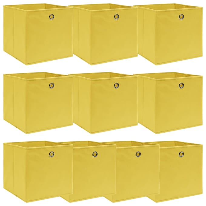 vidaXL - Opbergboxen - 10 - st - 32x32x32 - cm - stof - geel