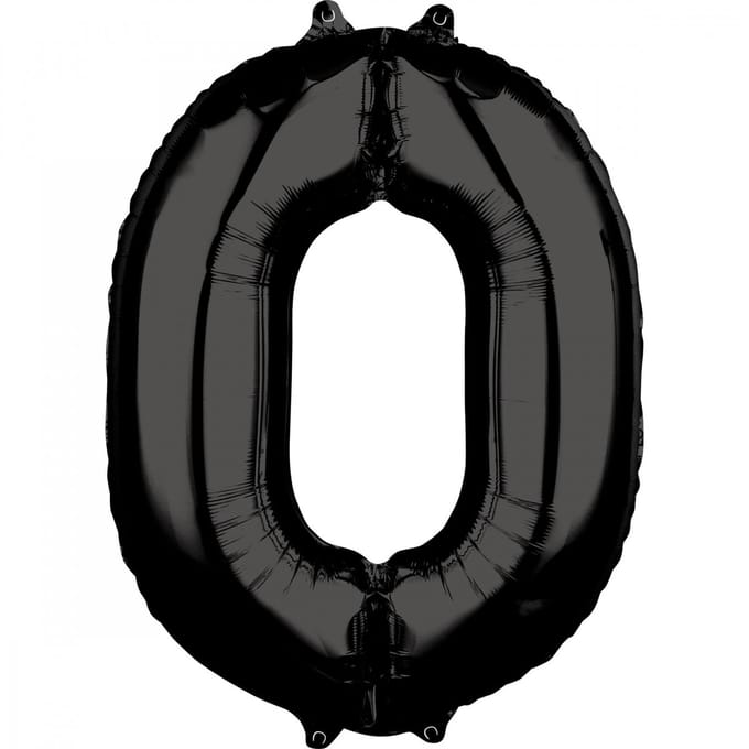 Wefiesta - Folieballon Cijfer 0 Zwart - 86 cm