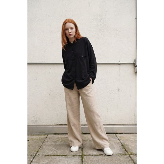 Overmaatse Linnenmix Lange Mouwen Shirt