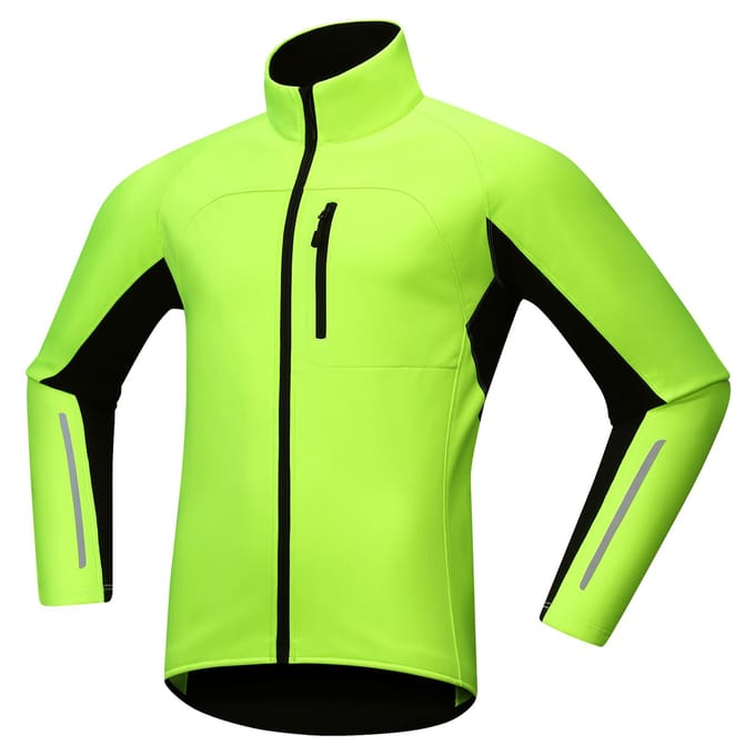 Heren Winter Fietsjack Winddicht Waterdicht Softshell met Reflecterende Details Warme Fleece L