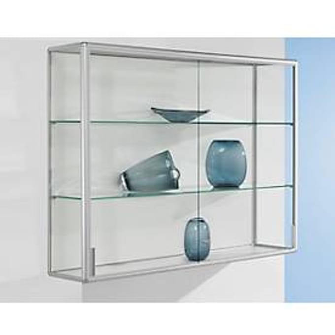 Wandvitrinekast, 1520 x 300 x 1020 mm, zilver