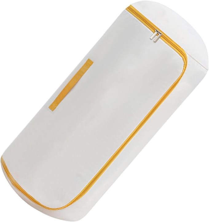 Dekbed Opbergzak - Textiel Organizer - Ruimte Besparen - Dubbele Rits Sluiting - 25 x 25 x 2 cm - Geel