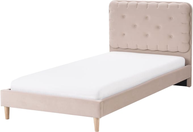 CORSAINT - Eenpersoonsbed - Beige - 90 x 200 cm - Fluweel