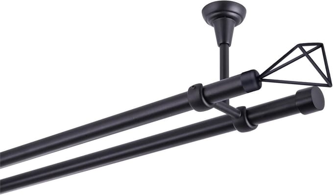 Dubbele gordijnroede metaal zwart 540 cm voor plafondmontage