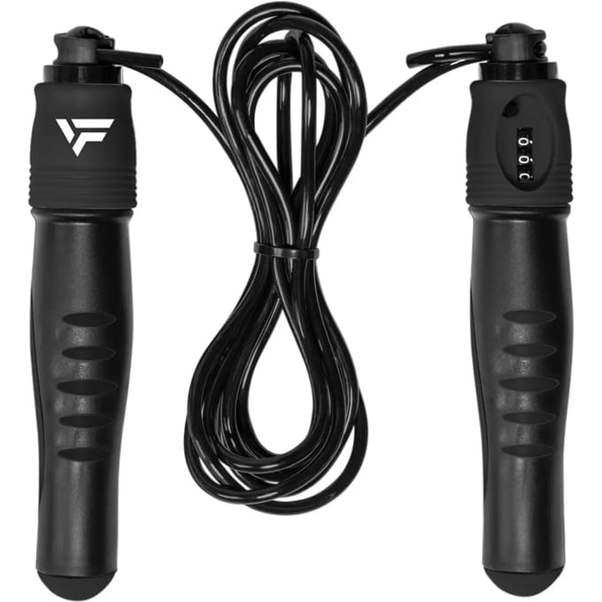 Virtufit Springtouw - Verstelbaar Springtouw - Met teller - Zwart/Grijs