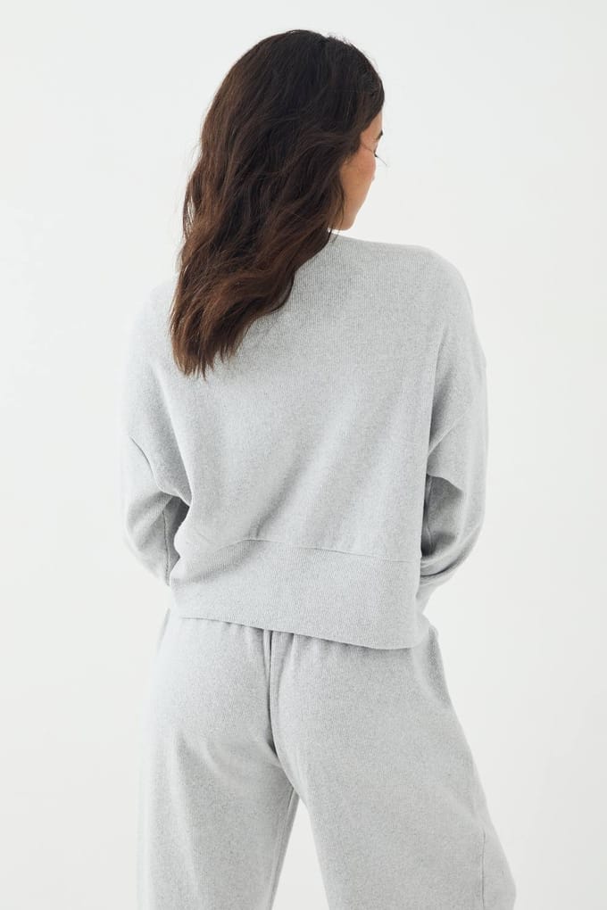 Dames DSGN Studio Geborstelde Rib Slouchy Sweatshirt | Ash Grey | Maat: XS