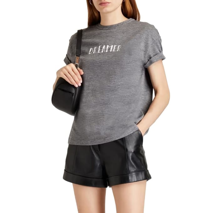 Brunello Cucinelli Grijze Elastaan T-shirt