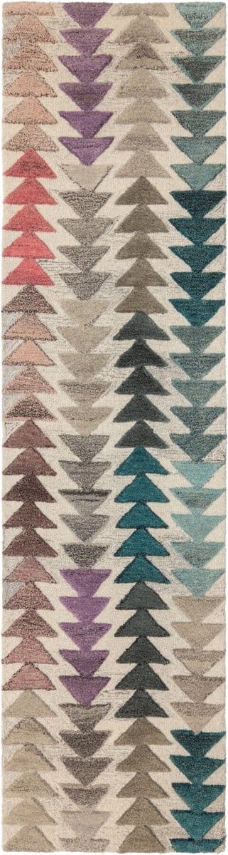 Flycarpets Loper Archer Modern Laagpolig - 100% Wol - Geo Vloerkleed - Multi - 60x230 cm