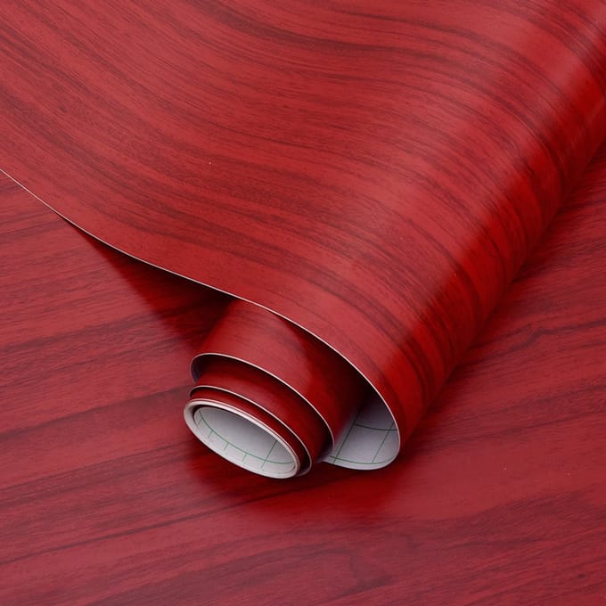 Zelfklevend Behang - Muurdecoratie - Waterbestendig - 30 cm x 3 m - Rood houtnerf