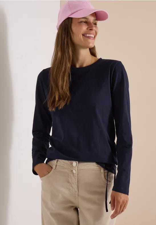 Longsleeve met ronde hals en tunnelkoord