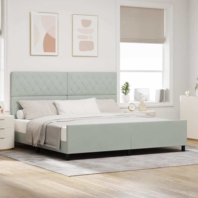 vidaXL - Boxspring - bed - met - hoofdeinde - Lichtgrijs - 200 - x - 200 - cm - Fluweel
