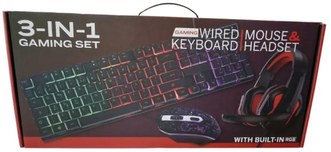 3 in 1 Gaming Set Verlichte Gaming Toetsenbord Meganisch - Gamingheadset & Muis