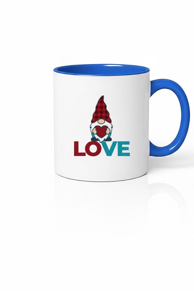 Liefde Gnome Koffiemok - Plaid Kabouter met Hartje en LOVE Tekst