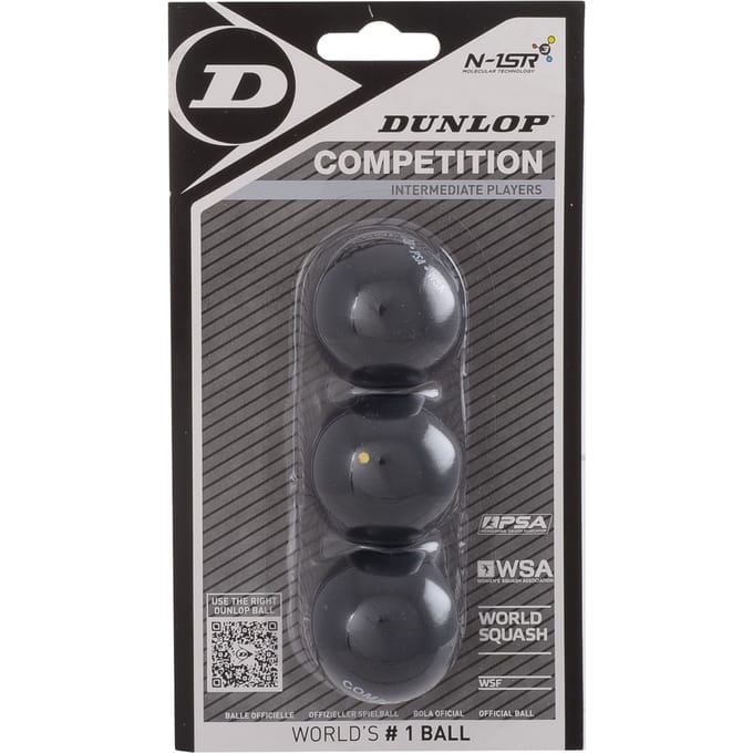 Dunlop Competition -Squashbal - 3 Ballen - 1 Gele Stip