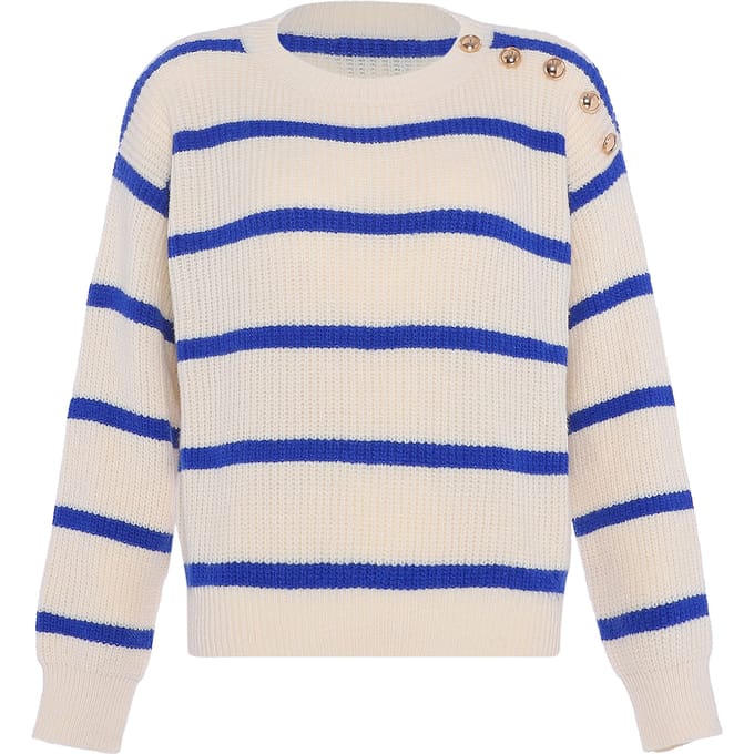 Faina Jumper Dames GEBROKEN WIT KONINGSBLAUW