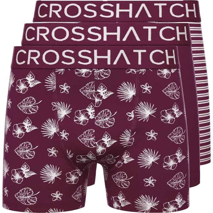 Crosshatch Heren Hovland Boxershorts (Verpakking van 3) (Prune)