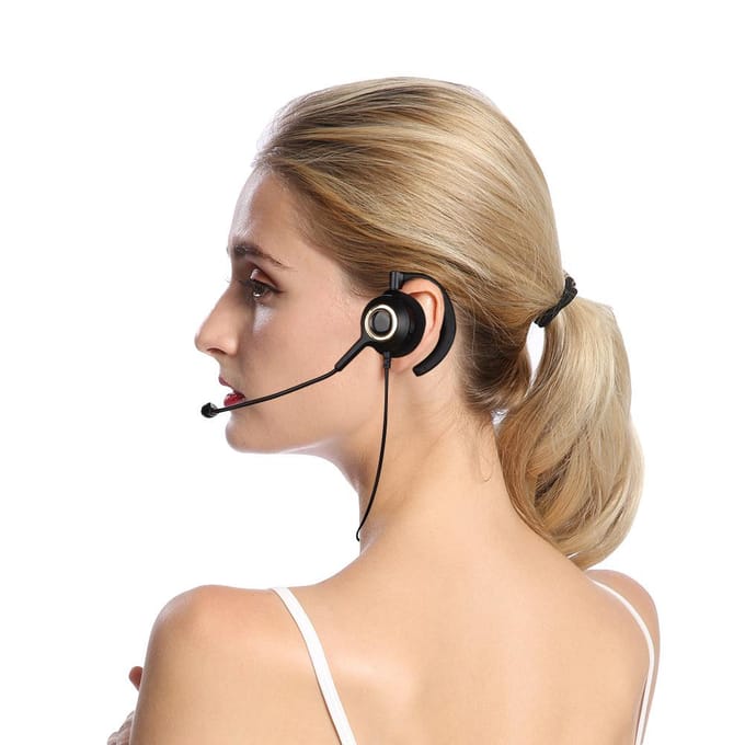 H1000-RJ9 Kristallen Kop Ruisonderdrukkende Callcenter Headset Comfortabele Telefoonhoofdtelefoon