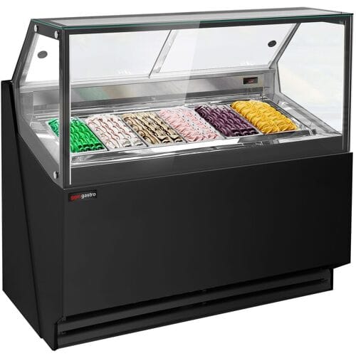 GGM Gastro Eistheke THEO - 1300mm - Umluft - für 6x 5 Liter Eisbehälter - Schwarz