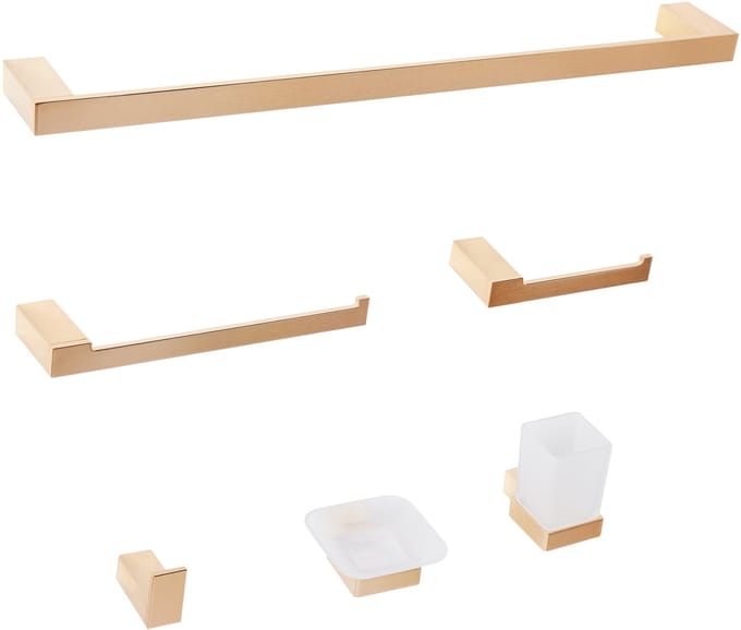 TUMACO - 6-delige badkamer hardware set - Goud - Aluminium