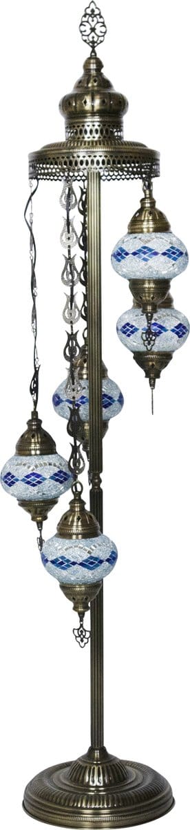 Oosterse mozaiek vloerlamp 5 bollenLichtblauw - Hoogte 140cm