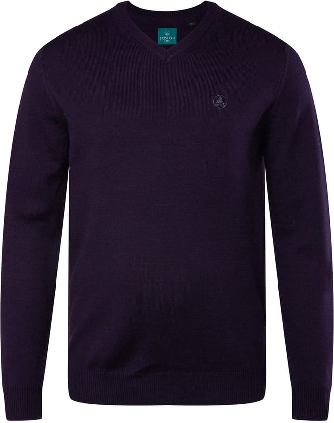 Boston Park - Heren - Trui V-hals - Donker violet - Maat 68+
