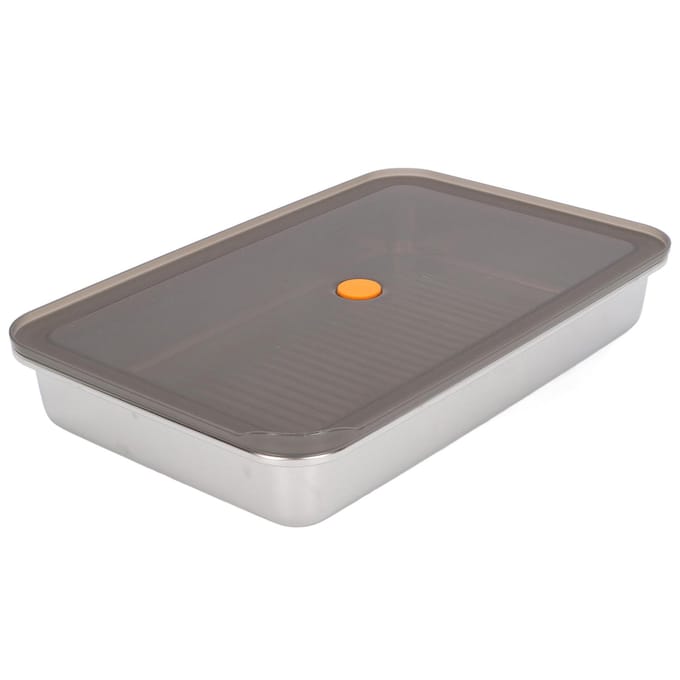 Dumplingdoos 304 Roestvrij Staal met Deksel Multifunctioneel Milieuvriendelijk Veilig Bewaarde Dumpling L gray