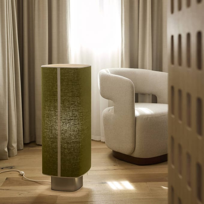 MARKET SET Vloerlamp Dolce, avocadogroen, linnen, E27