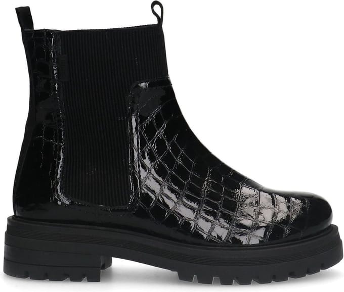 Manfield - Dames - Zwarte leren croco chelsea boots - Maat 41