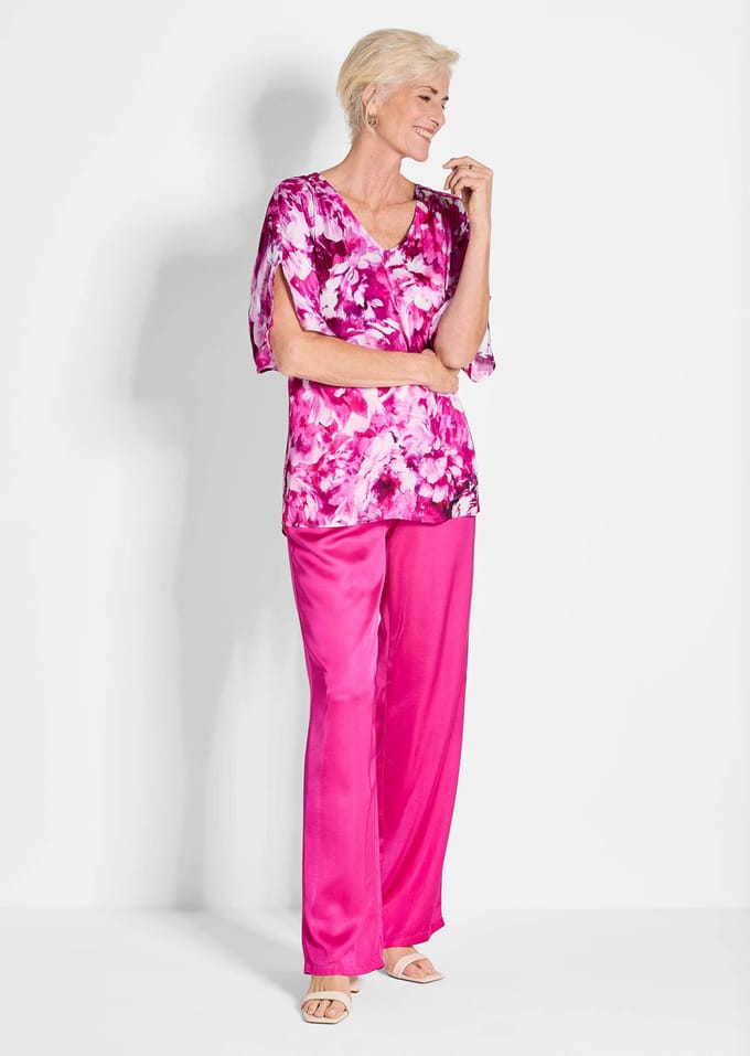 Blouse - roze / wit / gebloemd - Gr. 40 van Goldner Fashion