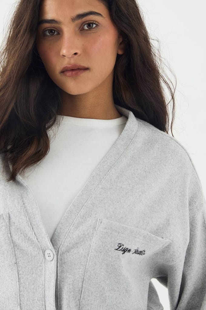 Dames DSGN Studio Geborstelde Rib Slouchy Sweatshirt | Ash Grey | Maat: XS