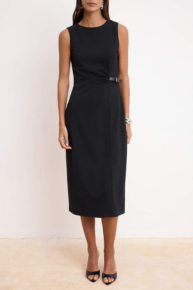 Platte mouwloze midi-jurk voor dames