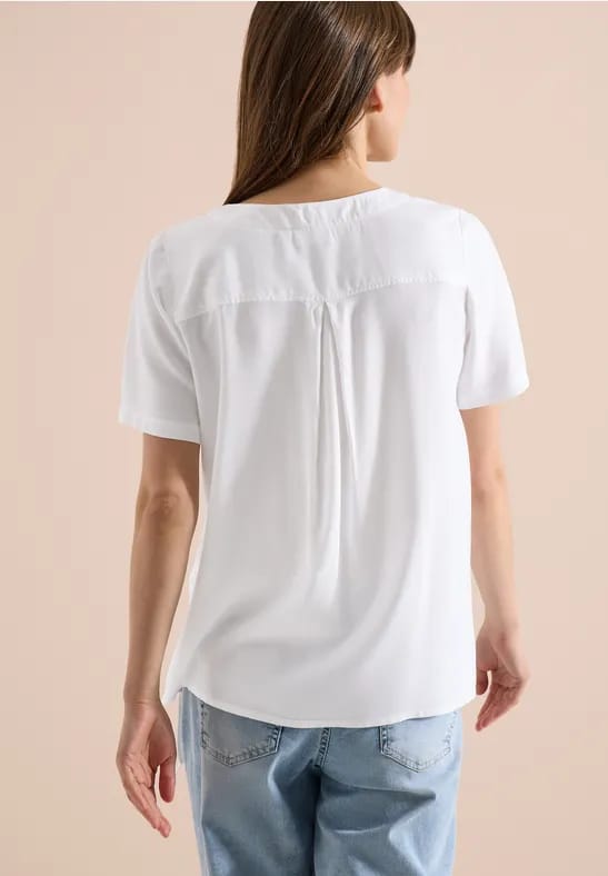 Blouse shirt met V-hals en knoop