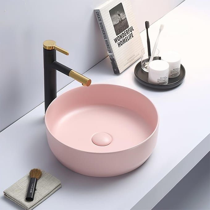 Waskom Victoria color line Mat Pastel roze, incl. clickwaste