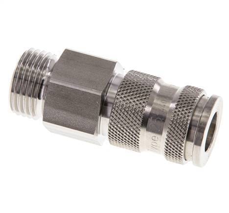 RVS 306L DN 7.8 Luchtkoppeling Snelkoppeling G 1/2 inch Buitendraad Double Shut-Off - CLS7-M-SSL-SV-P-BL-012