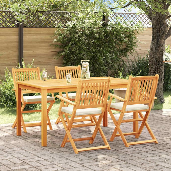 vidaXL Vouwstoel 4 pcs Wit 49 x 57,5 x 92cm Massief acaciahout