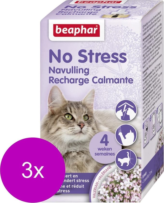 Beaphar No Stress Navulling Kat - Anti stressmiddel - 3 x 30 ml
