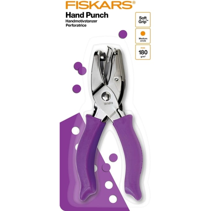 Handpuncher Fiskars M circle 1/8" met SoftGrip paars