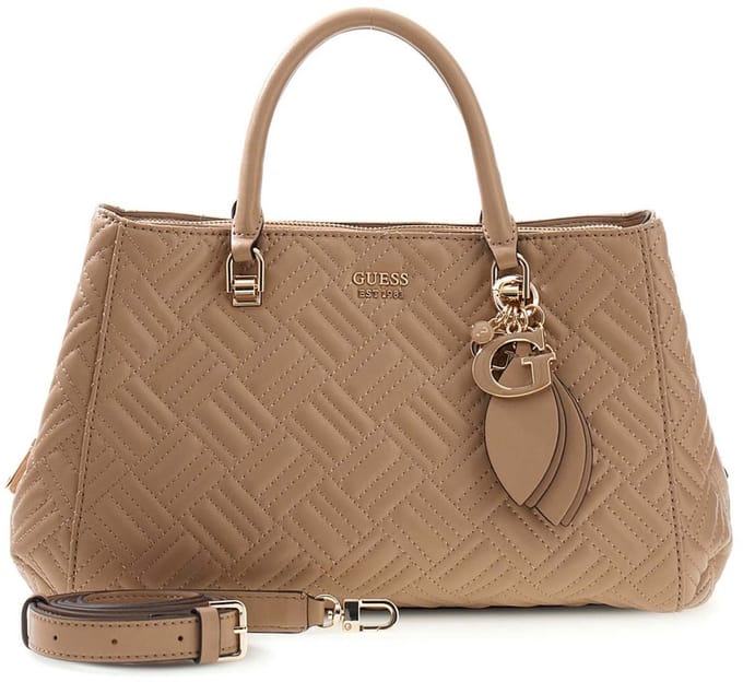 GUESS handtas schoudertas Sally Triple Compartment Satchel Beige Lichtbruin