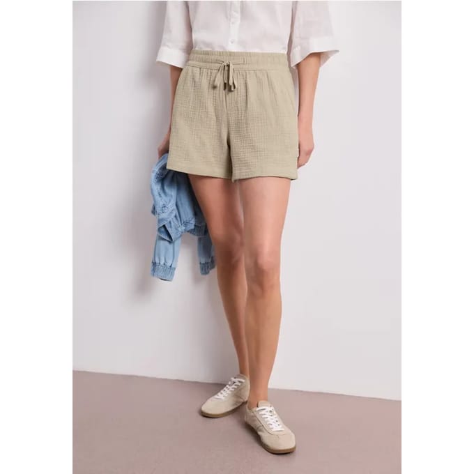 Mid Waist shorts van neteldoek