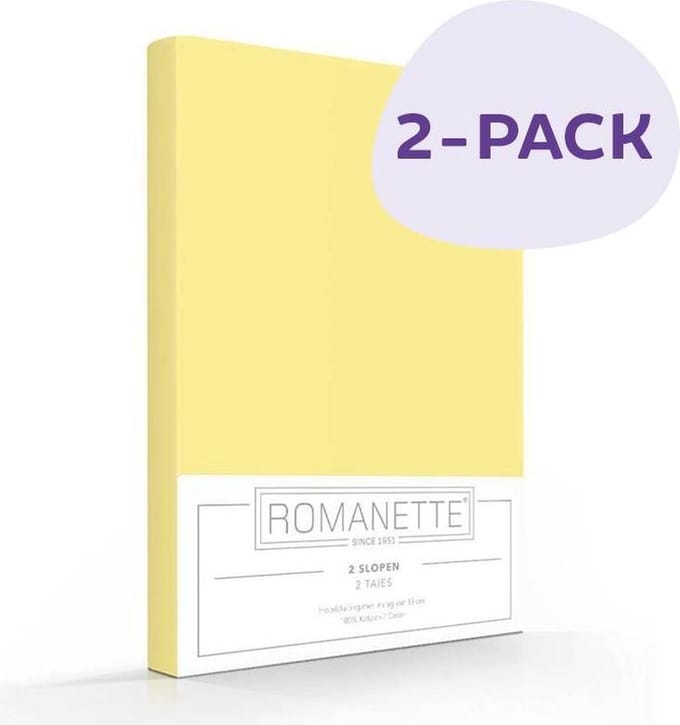 2-PACK: Romanette Kussenslopen - Geel - Defaultx cm - Katoen - Romanette