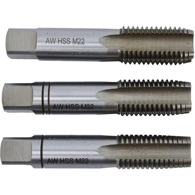 Awtools GWINTOWNIK Set - Handtappers - 3 Stuks - M18x2,50 - HSS M2