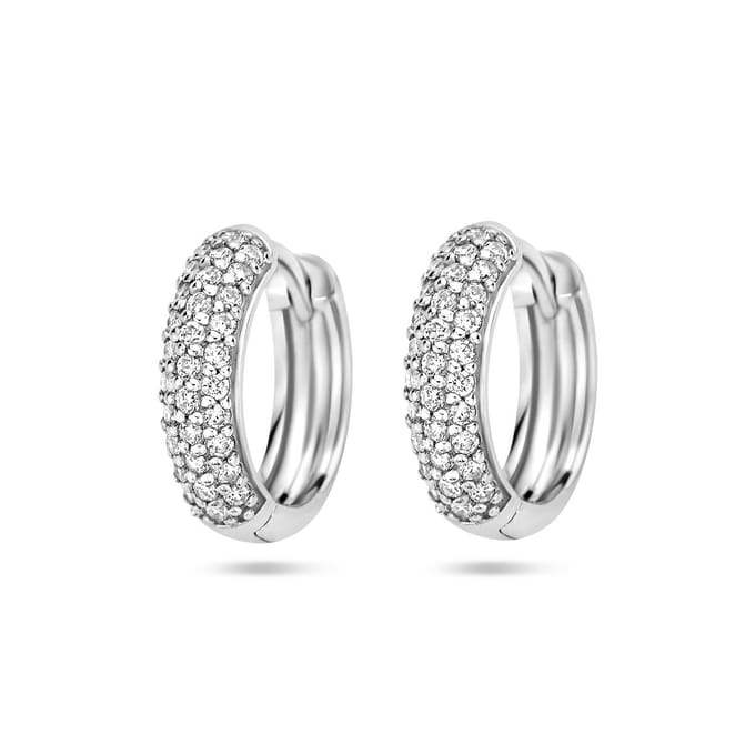 Zilver Gerhodineerd Klapoorringen Zirkonia 1336937