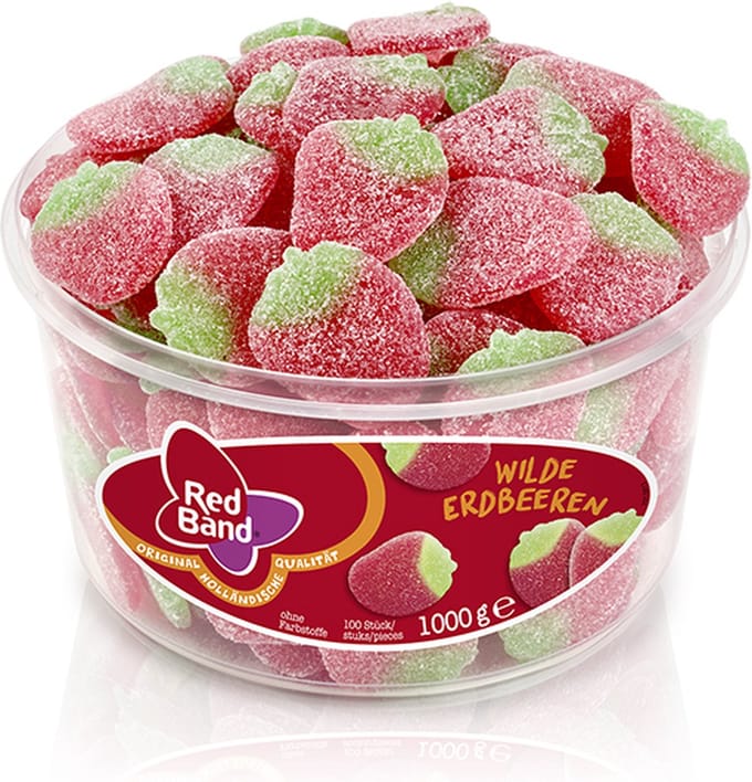 Red Band - Wilde Strawberries Sour Winegums  - 100 piece tub