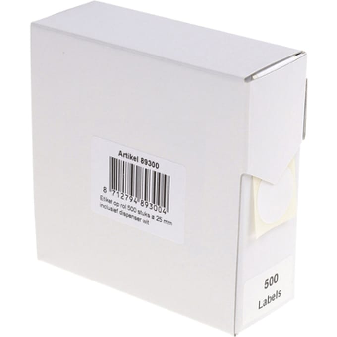 Etiket Rillprint 25mm op rol wit 500 stuks