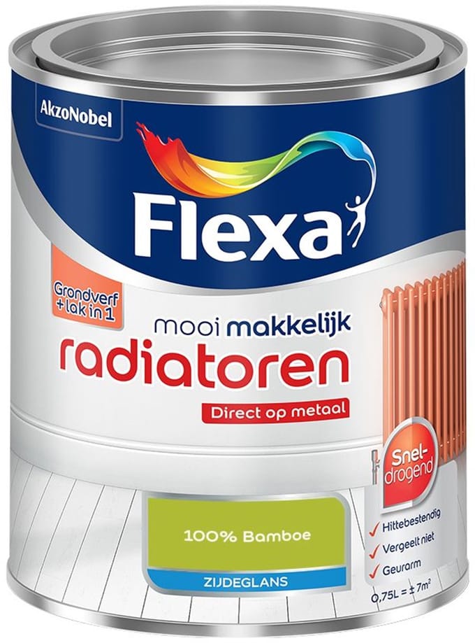 Flexa - Mooi Makkelijk Radiatoren Zijdeglans - 100% Bamboe - Mengverf - 750 Ml